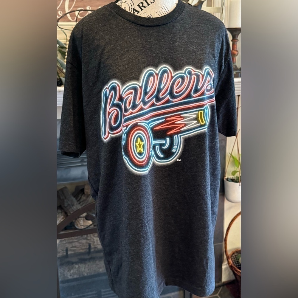 Kannapolis Cannon Ballers Neon Black TShirt New Tags Large Minor League Baseball